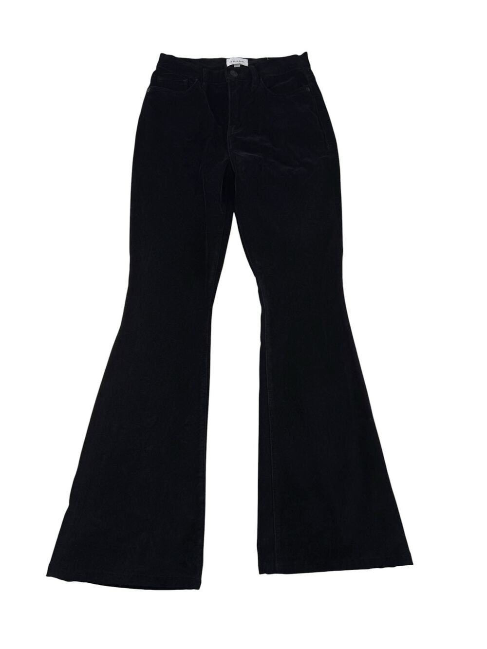 Frame Le High Flare Black Corduroy Jeans 28 Retro 70s Style Denim Cotton Blend